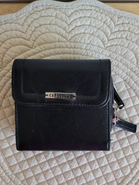 Classic Black Leather Women's Compact Wallet